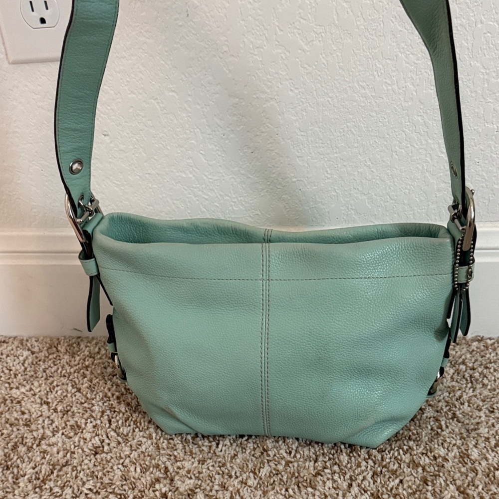 COACH Light Blue Leather Shoulder Bag